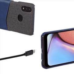 Lilware Card Wallet Kunststoff-Telefonhülle Kompatibel mit Samsung Galaxy A10S. Stofftextur und PU-Leder-Schutzhülle mit Ausweis-/Kreditkartenfach. Blau