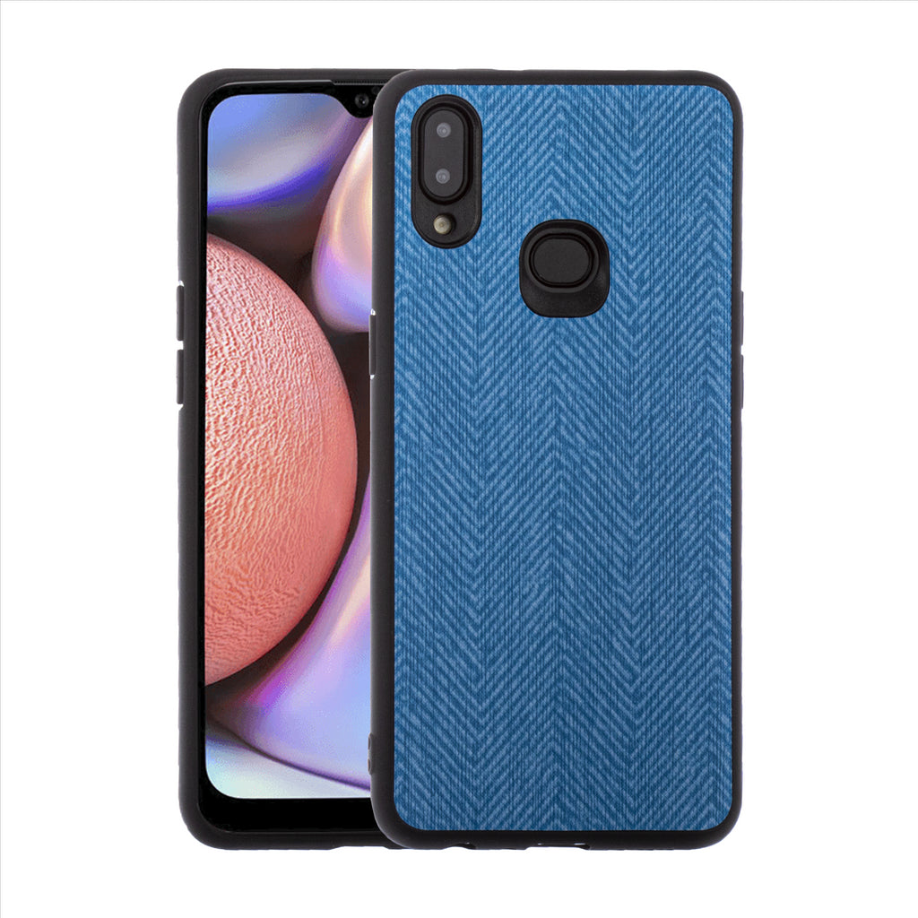 Lilware Canvas Z Handyhülle aus gummiertem Kunststoff mit Textur für Samsung Galaxy A10S. Blau