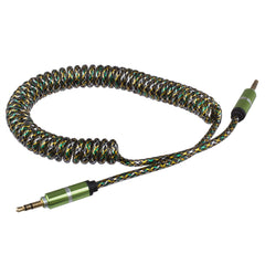 Lilware Rubberized Coiled Spring Auxiliary 3.5mm Audio Male To Male Cable For Multimedia Devices - Green