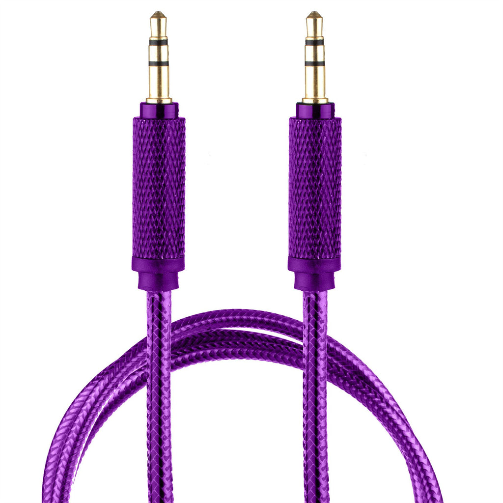 Lilware Braided Nylon Transparent PVC Jacket 1M Aux Audio Cable 3.5mm Jack Male to Male Cord For Multimedia Devices - Purple