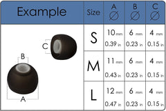 Xcessor (L) 7 Paar (14 Stück) Silikon-Ersatz-In-Ear-Ohrhörer, große Größe. Zweifarbig. Schwarz / Schwarz