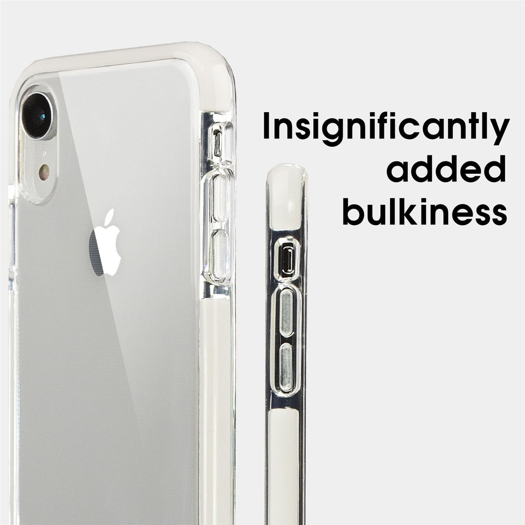 Xcessor Clear Hybrid TPU Phone Case for Apple iPhone XR. With Shock Absorbing Inner Rubber Layer on the Edges. Clear / White