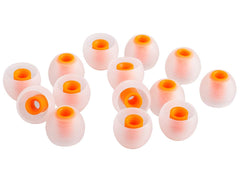 Xcessor (S) 7 Pairs (14 Pieces) of Silicone Replacement In Ear Earphone Small Size Earbuds. Bicolor. Small. Transparent / Orange