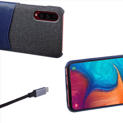 Lilware Card Wallet Kunststoff-Telefonhülle Kompatibel mit Samsung Galaxy A70/A70S. Stofftextur und PU-Leder-Schutzhülle mit Ausweis-/Kreditkartenfach. Blau