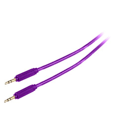 Lilware Braided Nylon Transparent PVC Jacket 1M Aux Audio Cable 3.5mm Jack Male to Male Cord For Multimedia Devices - Purple