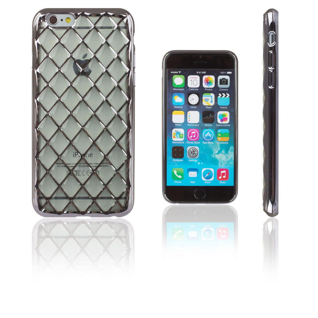 Xcessor Convex Checkered Glossy Flexible TPU case for Apple iPhone 6 / 6S. Transparent / Black