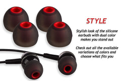 Xcessor (M) 7 Pairs (14 Pieces) of Silicone Replacement In Ear Earphone Medium Size Earbuds. Bicolor. Black / Red