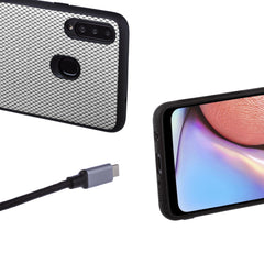 Lilware Canvas X Stofftextur Kunststoff-Telefonhülle für Samsung Galaxy A20S. Hellgrau