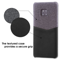 Lilware Card Wallet Kunststoff-Telefonhülle Kompatibel mit Huawei Mate 20 Pro. Stofftextur und PU-Leder-Schutzhülle mit Ausweis-/Kreditkartenfach. Schwarz