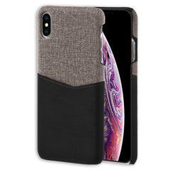 Lilware Card Wallet Plastic Phone Case for Apple iPhone XS Max. Fabric Texture and PU Leather Protective Cover with ID / Credit Card Slot Holder. Black
