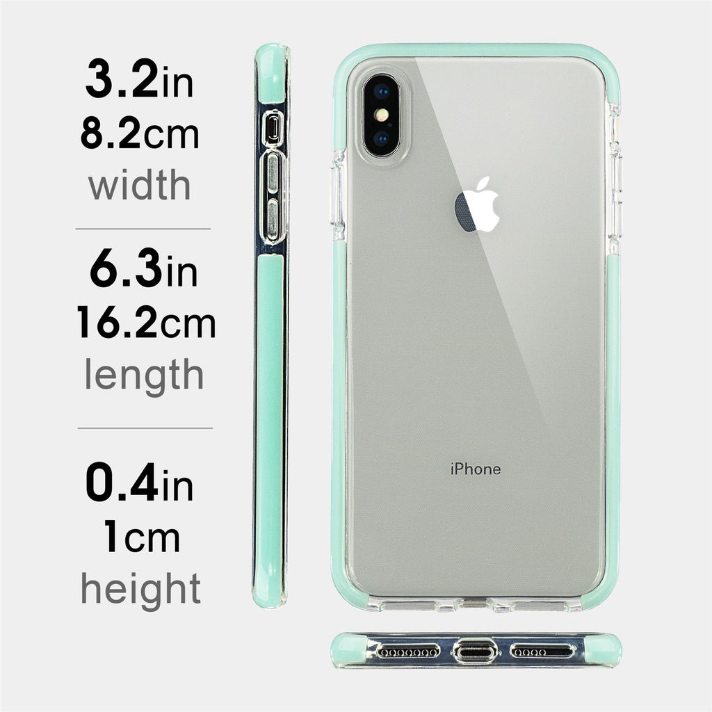 Xcessor Clear Hybrid TPU-Telefonhülle für Apple iPhone XS Max. Mit stoßdämpfender innerer Gummischicht an den Kanten. Klar / Minze