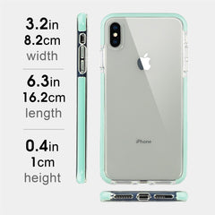 Xcessor Clear Hybrid TPU Phone Case for Apple iPhone XS Max. With Shock Absorbing Inner Rubber Layer on the Edges. Clear / Mint