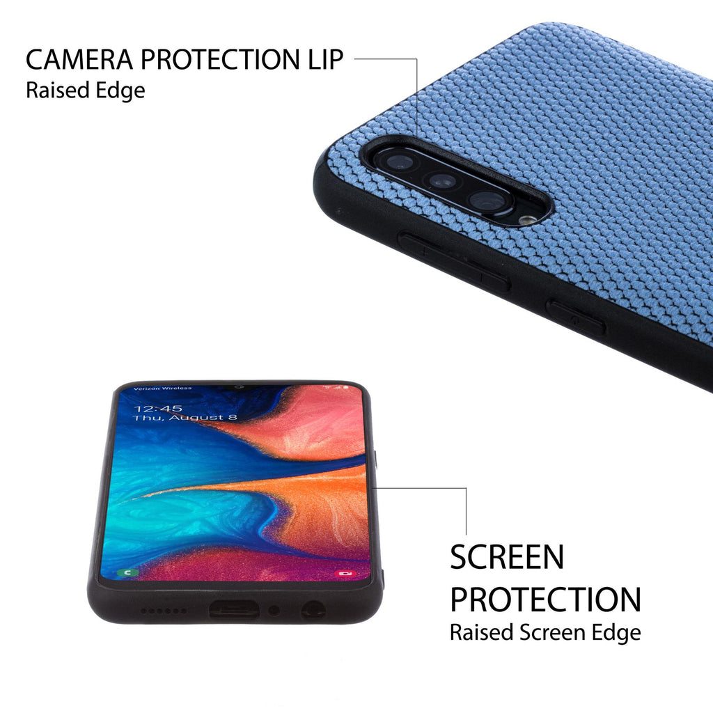 Lilware Canvas X Stofftextur Kunststoff-Telefonhülle für Samsung Galaxy A50/A50S. Blau