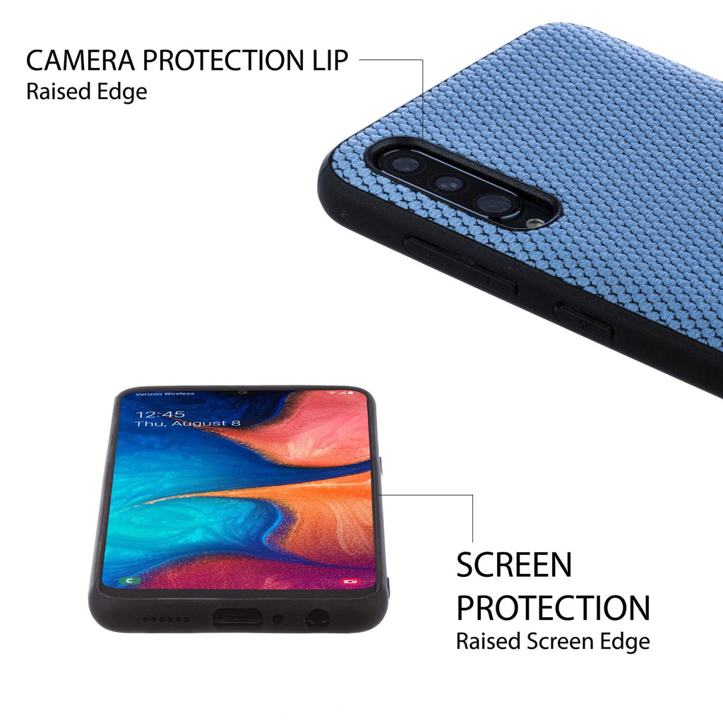 Lilware Canvas X Fabric Texture Plastic Phone Case for Samsung Galaxy A50/A50S. Blue