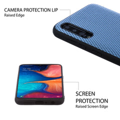 Lilware Canvas X Fabric Texture Plastic Phone Case for Samsung Galaxy A50/A50S. Blue