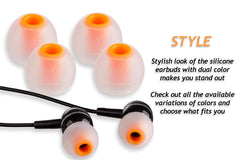 Xcessor (M) 7 Pairs (14 Pieces) of Silicone Replacement In Ear Earphone Medium Size Earbuds. Bicolor. Transparent / Orange