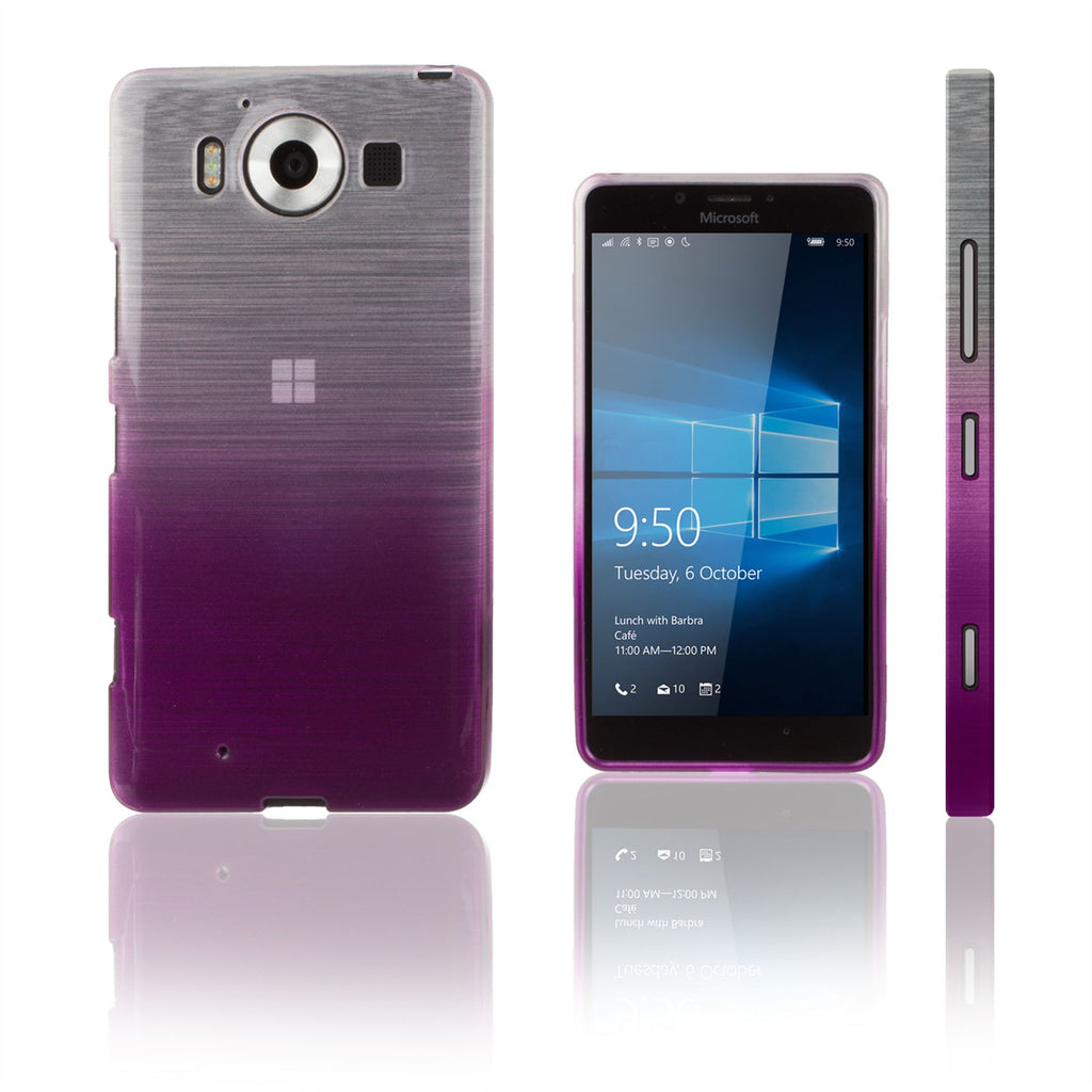 Xcessor Transition Color Flexible TPU Case for Microsoft Lumia 950. With Gradient Silk Thread Texture. Transparent / Purple