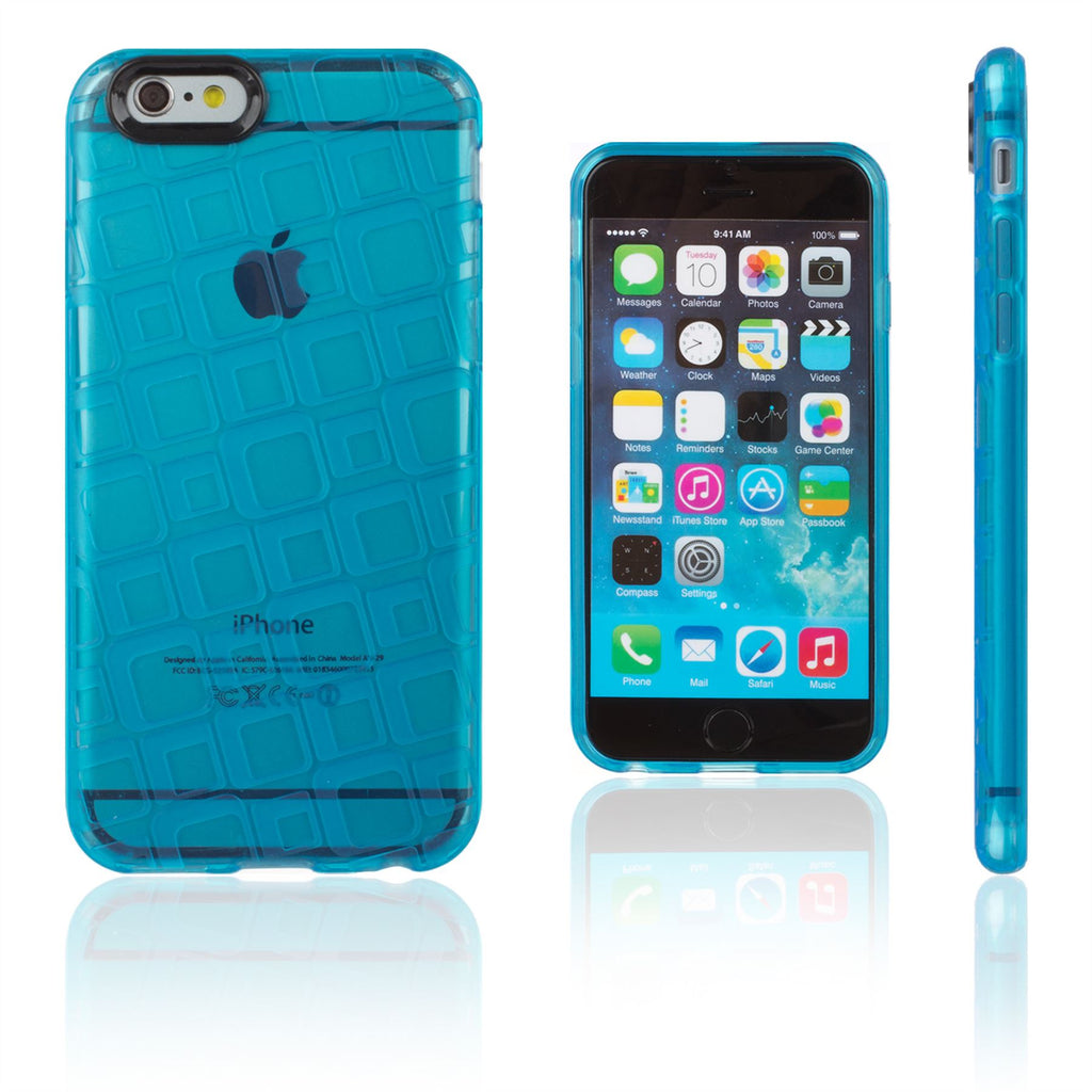 Xcessor Tetragon Bubbles Glossy Flexible TPU case for Apple iPhone 6 / 6S. Transparent / Blue