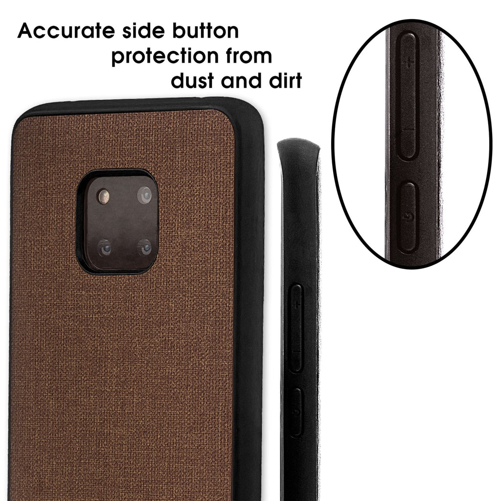 Lilware Canvas Rubberized Texture Plastic Phone Case Compatible with Huawei Mate 20 Pro. Brown