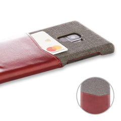 Lilware Card Wallet Kunststoff-Telefonhülle für Samsung Galaxy S9. Stofftextur und PU-Leder-Schutzhülle mit Ausweis-/Kreditkartenfach. Rot