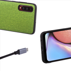 Lilware Canvas-Telefonhülle aus gummierter Kunststoffstruktur für Samsung Galaxy A70/A70S. Grün