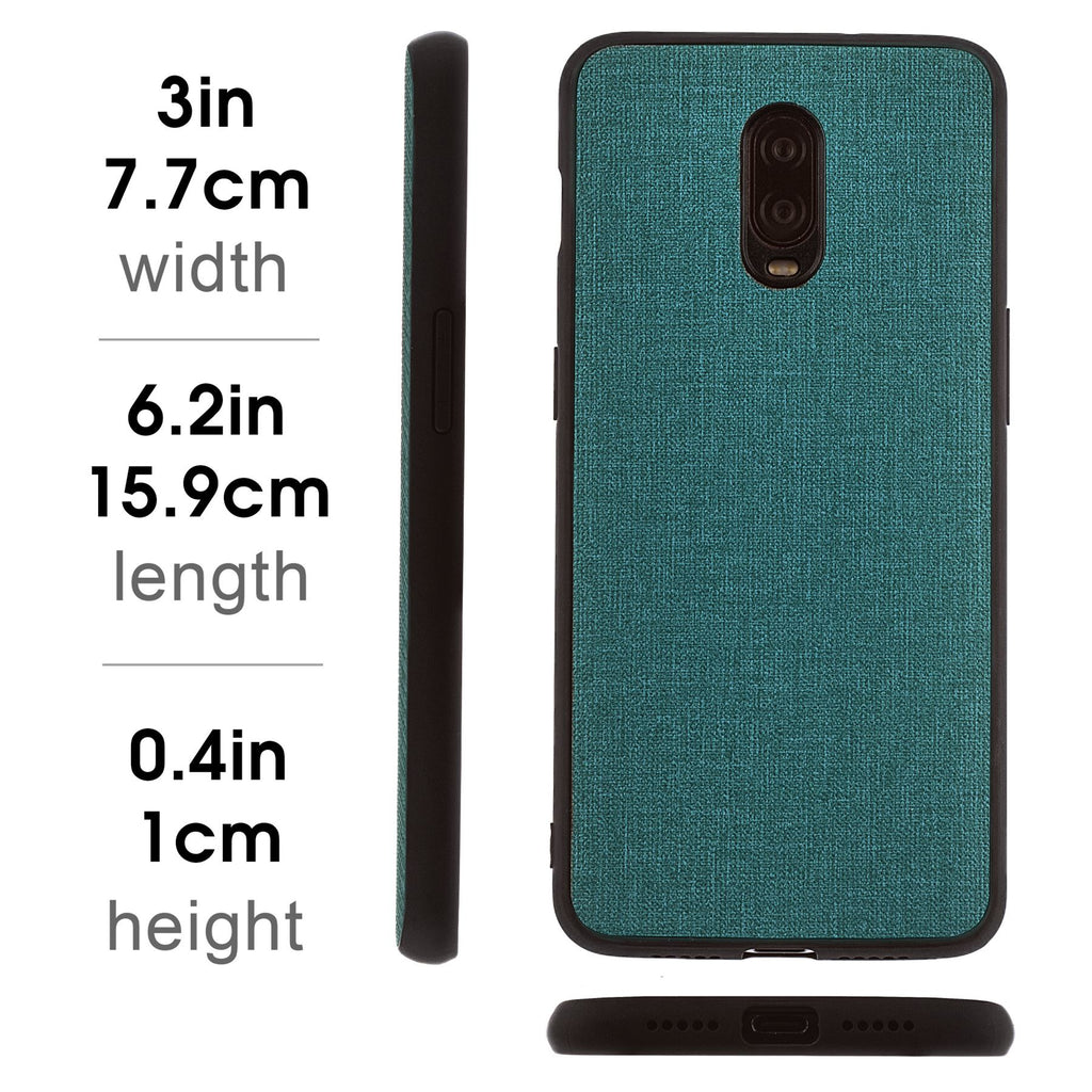 Lilware Canvas Rubberized Texture Plastic Phone Case for OnePlus 6T. Greenish Blue