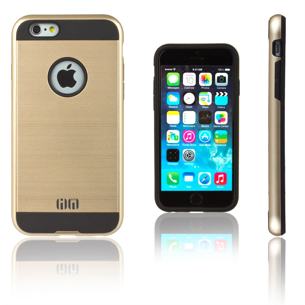 Lilware Armor Slim Fit Hard Plastic Rugged Case Dual Layer Cover for Apple iPhone 6  6S. Gold / Black