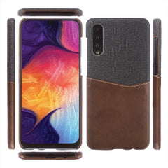 Lilware Card Wallet Plastic Phone Case Compatible with Samsung Galaxy A50/A50S. Fabric Texture and PU Leather Protective Cover with ID / Credit Card Slot Holder. Brown