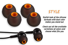 Xcessor (S) 7 Pairs (14 Pieces) of Silicone Replacement In Ear Earphone Small Size Earbuds. Bicolor. Small. Black / Orange