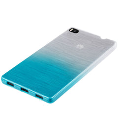 Xcessor Transition Color Flexible TPU-Hülle für Huawei P8. Mit Farbverlauf-Seidenfadenstruktur. Transparent / Hellblau