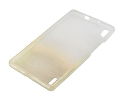 Xcessor Transition Color Flexible TPU-Hülle für Huawei Ascend P7. Mit Farbverlauf-Seidenfadenstruktur. Transparent / Gold