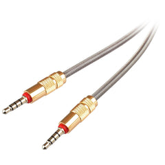 Set of 2 Lilware Metal Braided Audio 3.5mm Cables with Metal Plated Jack - 3.5mm to 3.5 mm Audio AUX Cord - Silver