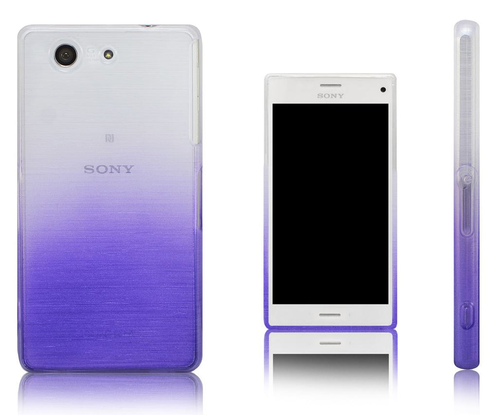 Xcessor Transition Color Flexible TPU Case for Sony Xperia Z3 Compact. With Gradient Silk Thread Texture. Transparent / Purple