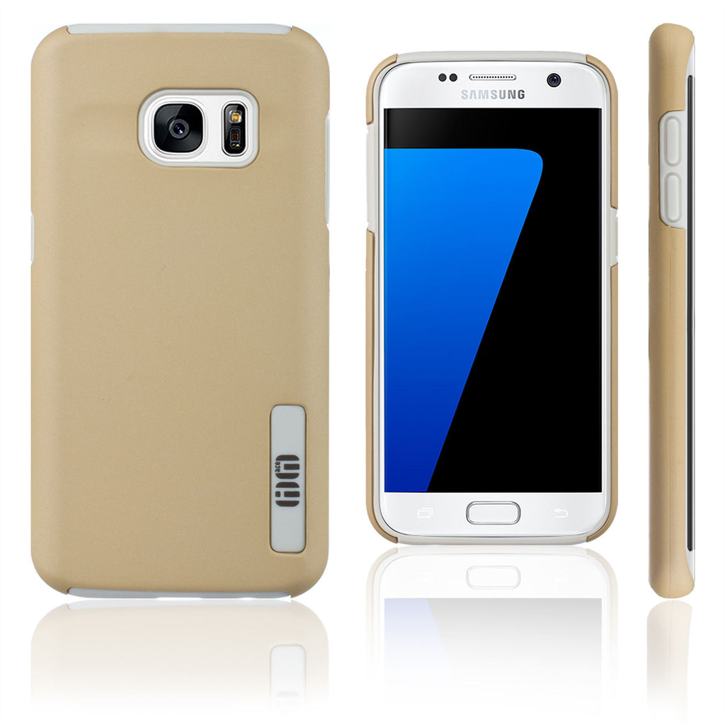 Lilware Smooth Armor Hard Plastic Case for Samsung Galaxy S7 edge. Rugged Dual Layer Protective Cover. Black / Golden Color