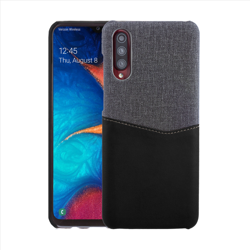 Lilware Card Wallet Kunststoff-Telefonhülle Kompatibel mit Samsung Galaxy A70/A70S. Stofftextur und PU-Leder-Schutzhülle mit Ausweis-/Kreditkartenfach. Schwarz