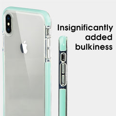 Xcessor Clear Hybrid TPU Phone Case for Apple iPhone XS Max. With Shock Absorbing Inner Rubber Layer on the Edges. Clear / Mint