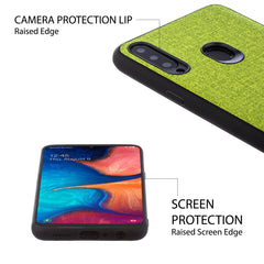 Lilware Canvas Rubberized Texture Plastic Phone Case for Samsung Galaxy A20S. Green