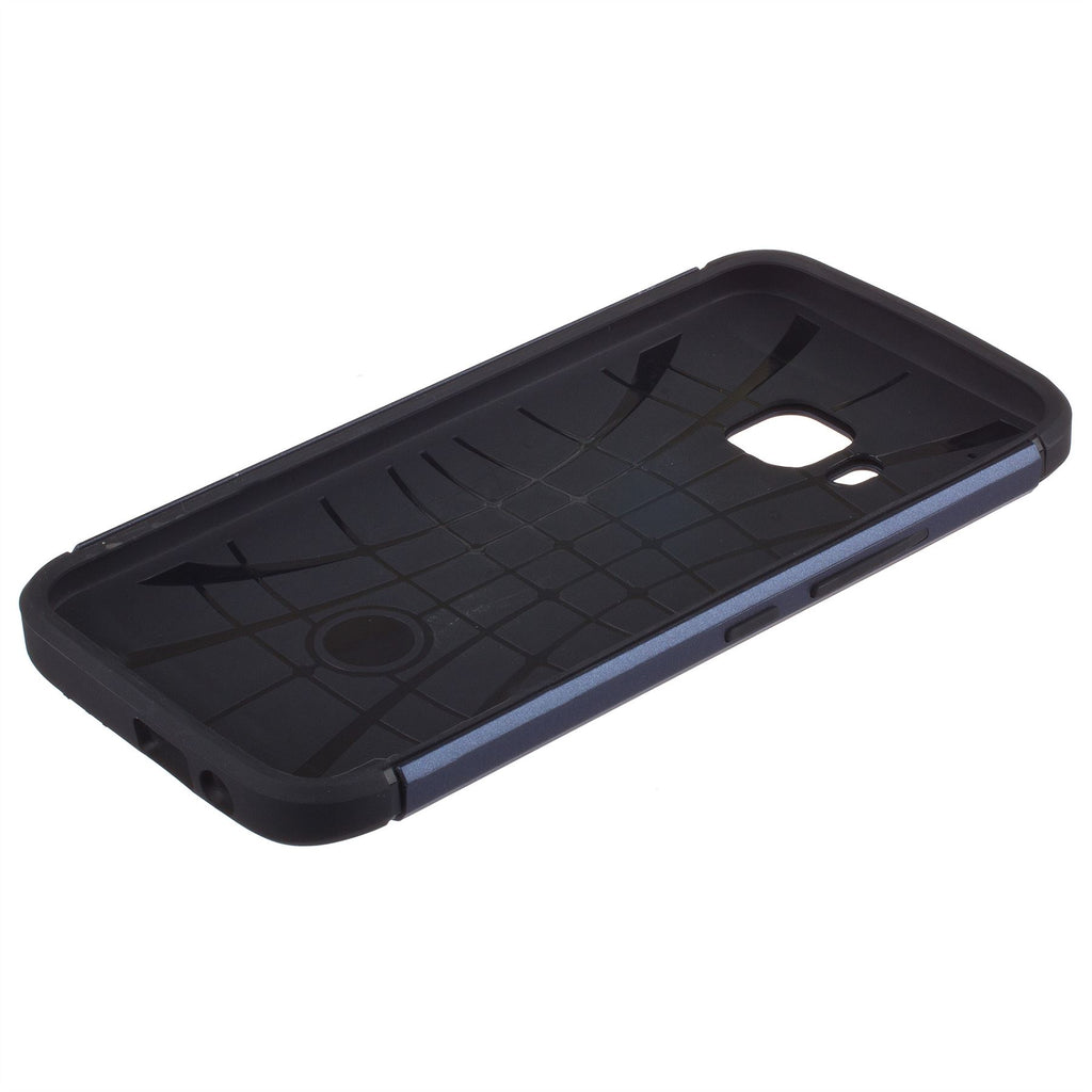Lilware Angular Armor Hartplastikhülle für HTC One M9 (HTC One Hima). Robuste, zweilagige Schutzhülle. Schwarz / Dunkelblau