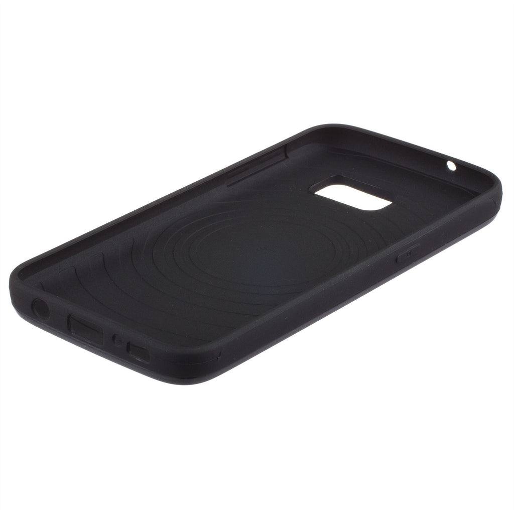 Lilware Armor Hartplastikhülle für Samsung Galaxy S7. Glänzende, zweilagige Schutzhülle mit Ständer und geheimem Fach für Kredit-/Visitenkarten. Schwarz
