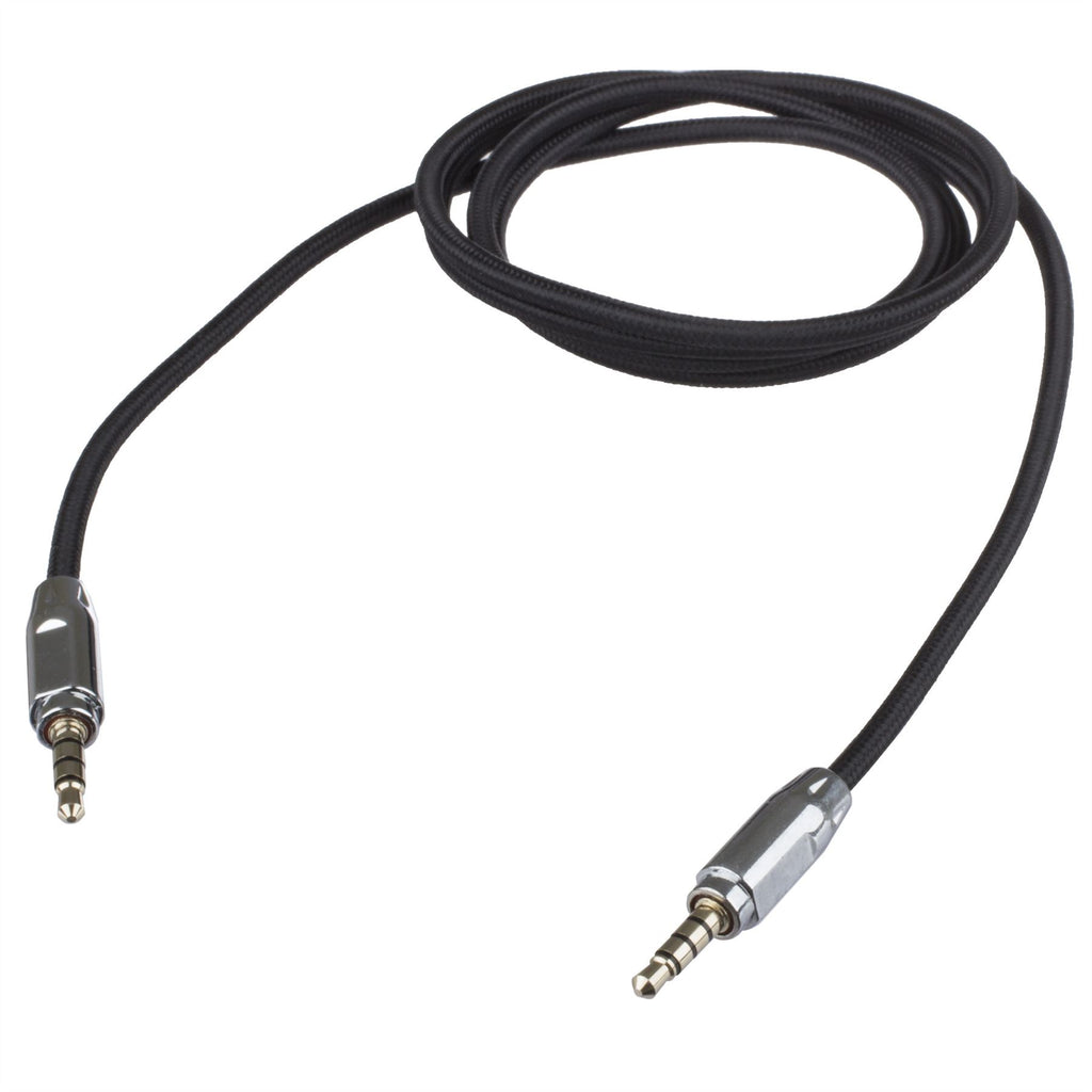Lilware Braided Nylon Textile 35In (90 cm) Aux Audio Cable 3.5mm Jack Male to Male Cord For Multimedia Devices - Black
