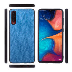 Lilware Canvas Z Handyhülle aus gummiertem Kunststoff mit Textur für Samsung Galaxy A70/A70S. Blau