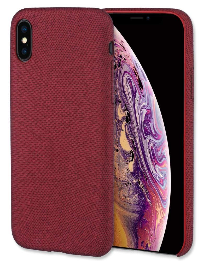 Lilware Soft Fabric Texture Plastic Phone Case for Apple iPhone XS Max - Berry Red