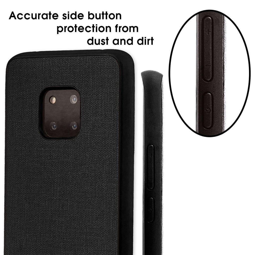 Lilware Canvas Rubberized Texture Plastic Phone Case Compatible with Huawei Mate 20 Pro. Black