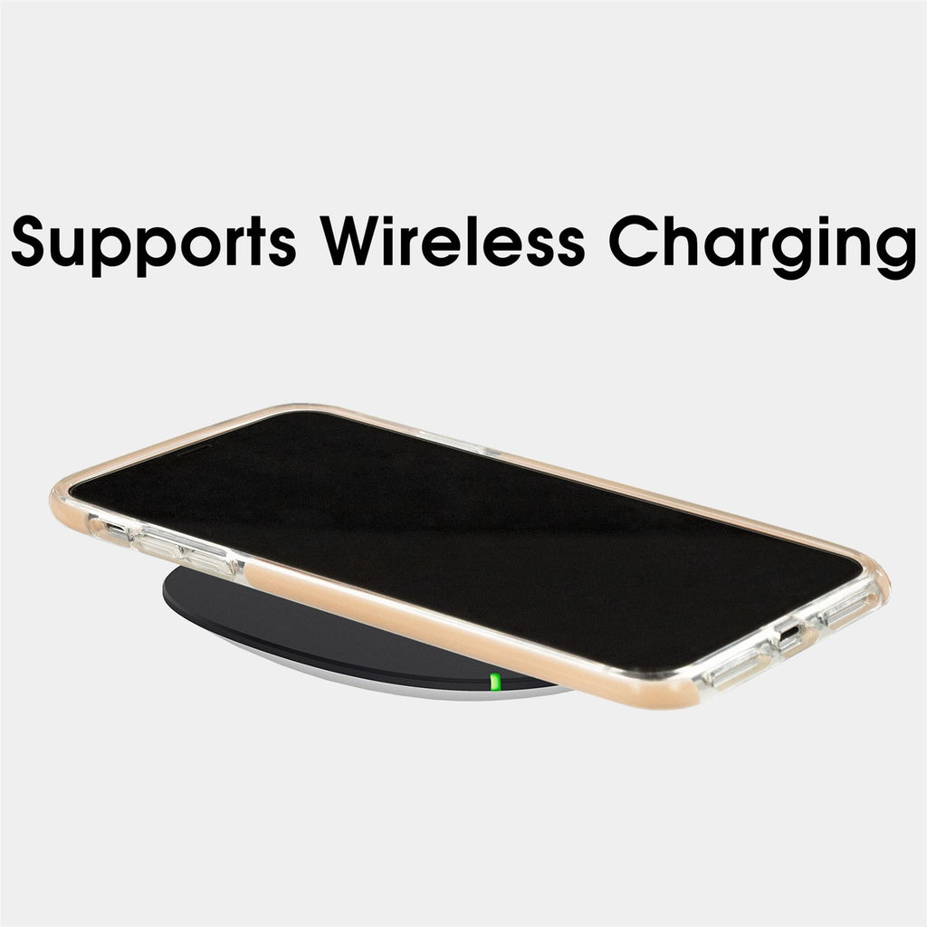 Xcessor Clear Hybrid TPU-Telefonhülle für Apple iPhone XS Max. Mit stoßdämpfender innerer Gummischicht an den Kanten. Klar / Pastell-Pfirsich