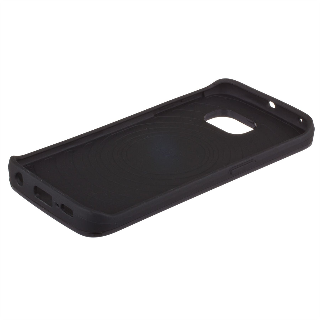 Lilware Armor Hartplastikhülle für Samsung Galaxy S6 edge SM-G925F. Glänzende, zweilagige Schutzhülle mit Ständer und geheimem Kreditkarten-/Visitenkartenfach. Schwarz