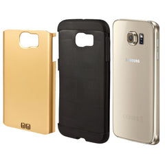 Lilware Angular Armor Hartplastik Robuste Dual Layer Hülle für Samsung Galaxy S6 SM-G920. Gold / Schwarz