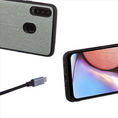 Lilware Canvas Z Handyhülle aus gummiertem Kunststoff mit Textur für Samsung Galaxy A20S. Dunkelgrau