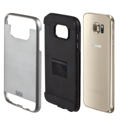 Lilware Armor Slim Fit Hard Plastic Rugged Case Dual Layer Cover for Samsung Galaxy S6 SM-G920. Dark Silver / Black