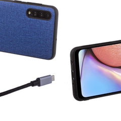 Lilware Canvas-Handyhülle aus gummiertem Kunststoff für Samsung Galaxy A50/A50S. Blau