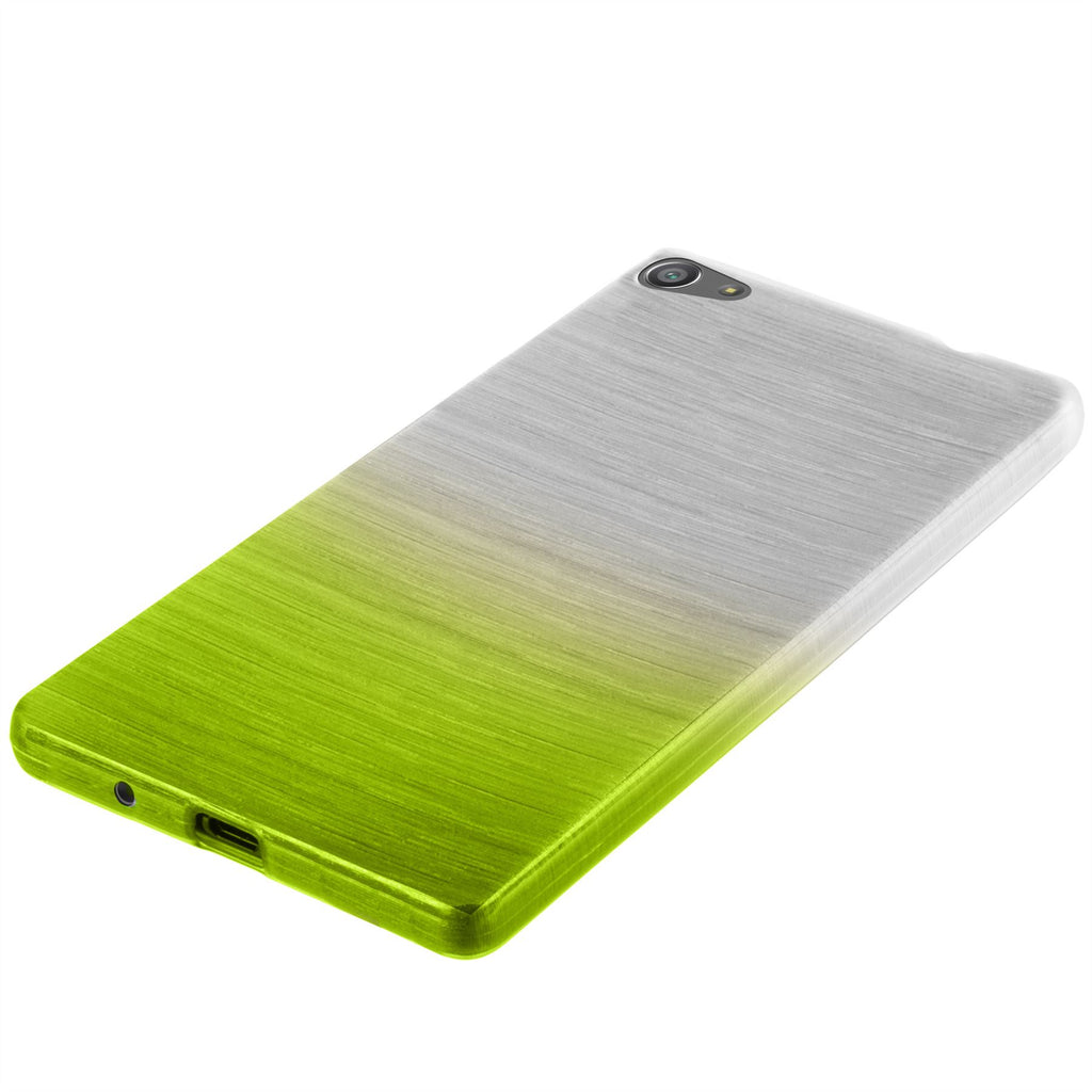 Xcessor Transition Color Flexible TPU-Hülle für Sony Xperia Z5 Compact. Mit Farbverlauf-Seidenfadenstruktur. Transparent / Grün